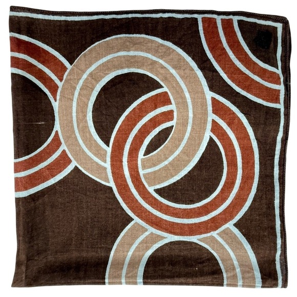 Vtg Geometric Circles Scarf Square 17x17 inch Brown - Picture 4 of 12